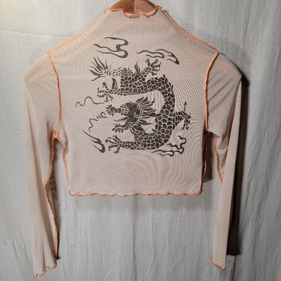 Oriental Dragon Turtle Neck Shirt Sheer & unique Ready for a day out or a party. - Picture 2 of 9